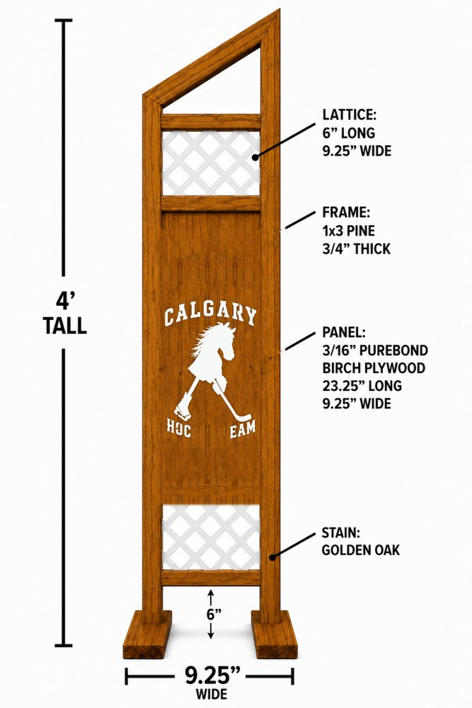 Calgary Hockey hobby horse jump — Calgary themed hockey wooden jump, custom colors