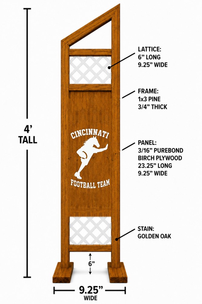 Cincinnati Football hobby horse jump — Cincinnati themed football wooden jump, custom colors