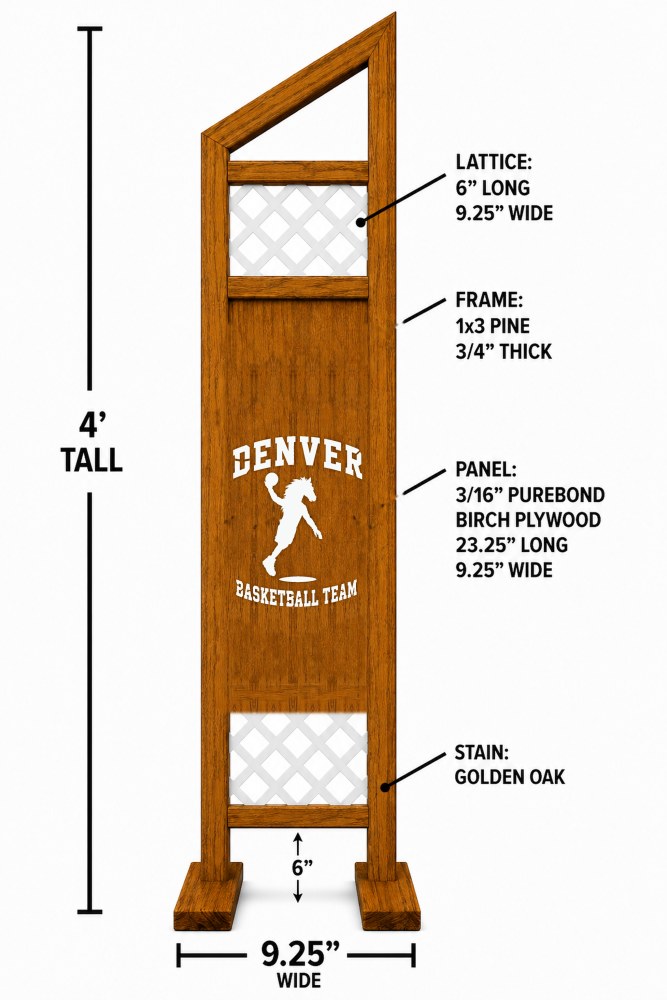 Denver Basketball hobby horse jump — Denver themed basketball wooden jump, custom colors