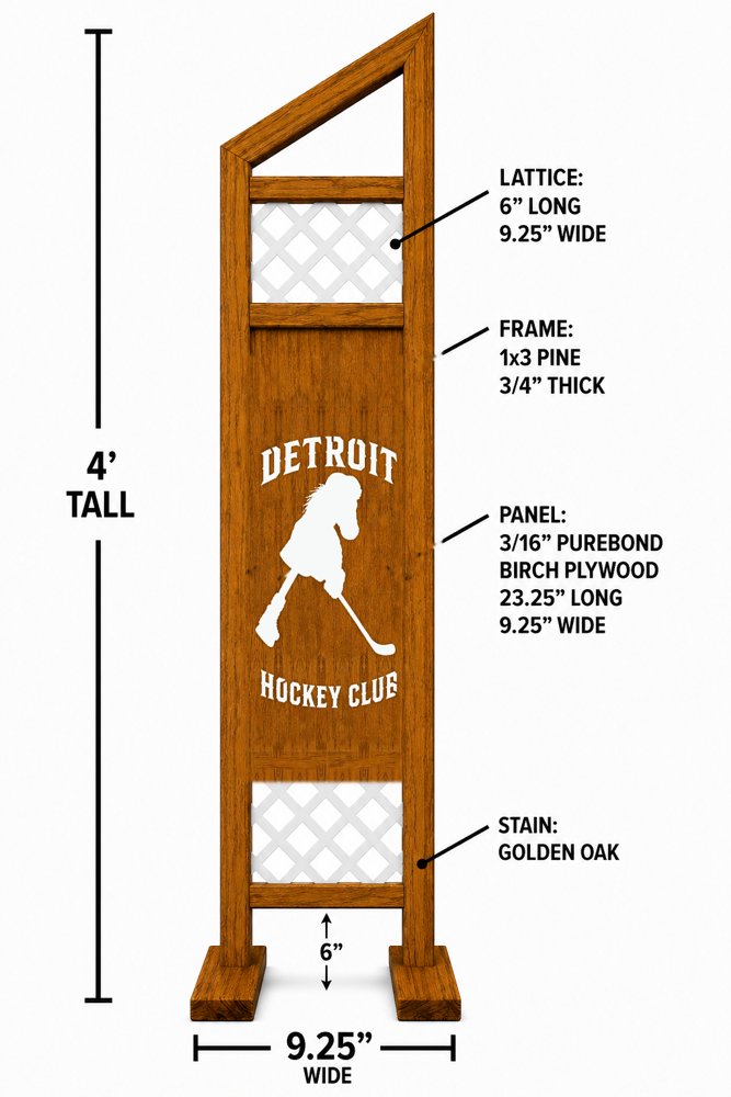Detroit Hockey Club hobby horse jump — Detroit themed hockey wooden jump, custom colors