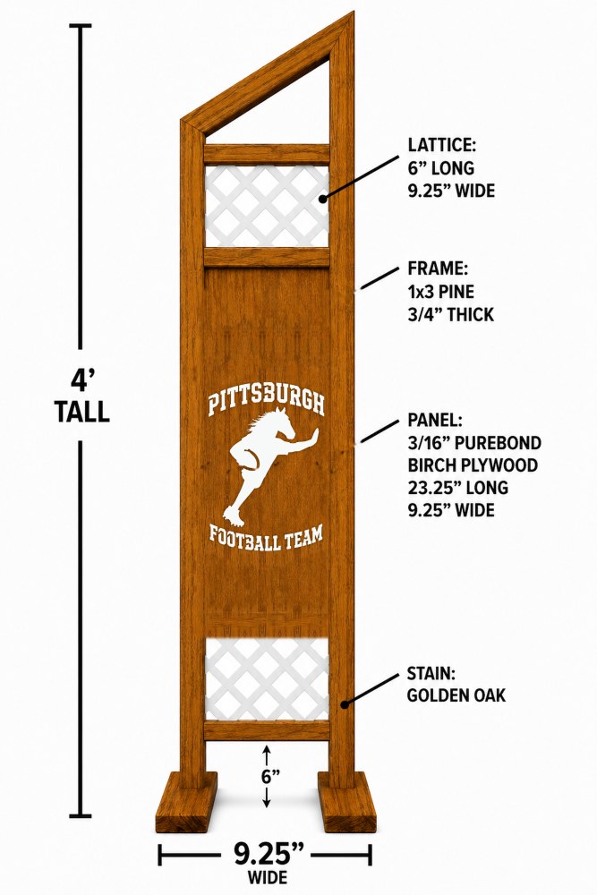 Pittsburgh Football hobby horse jump — Pittsburgh themed football wooden jump, custom colors
