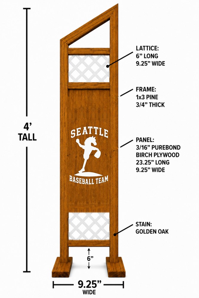 Seattle Baseball hobby horse jump — Seattle themed baseball wooden jump, custom colors